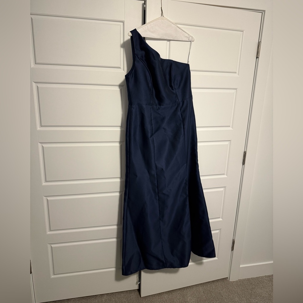 Bella Bridesmaids Navy One-Shoulder Maxi Dress - Style BB137, Color Midnight